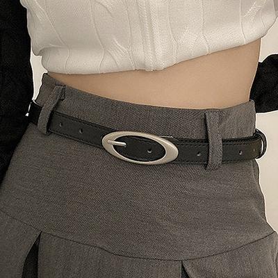 Vintage Damenmode PU Leder Taillengürtel Vintage Y2K Gothic Schnalle Metallriemen Jeans Hose Kleid Bund Mode AB006