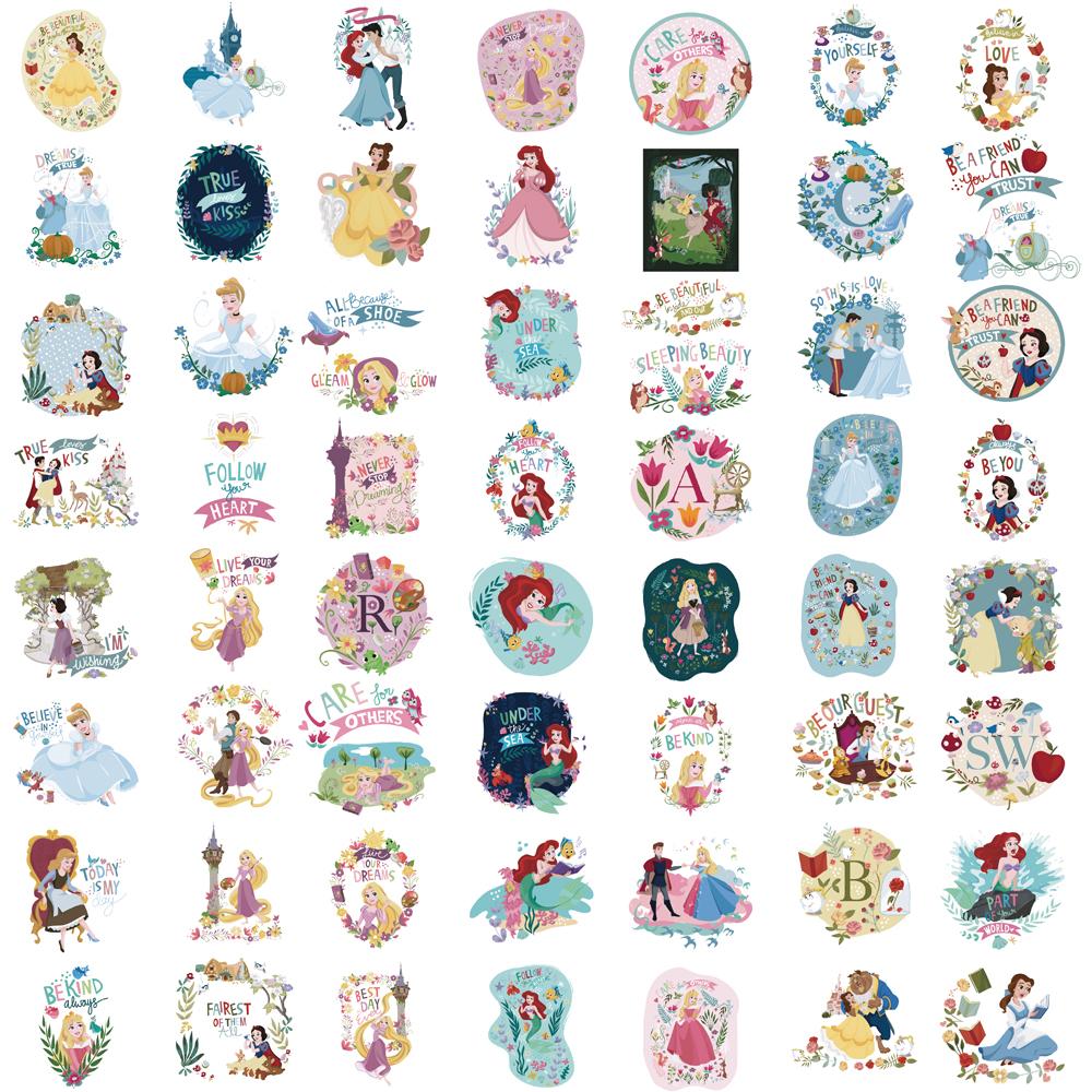 60PCS Creative Mixed Disney Princess Stickers Aesthetic Classic Streetwear Y2K Fashion DIY Harajuku Material Streetwear Stickers