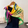 Peacock Beautiful Satin Imitation Silk Printing Large Square Scarf Silk Scarf Shawl Headscarf Neck Protection Scarf