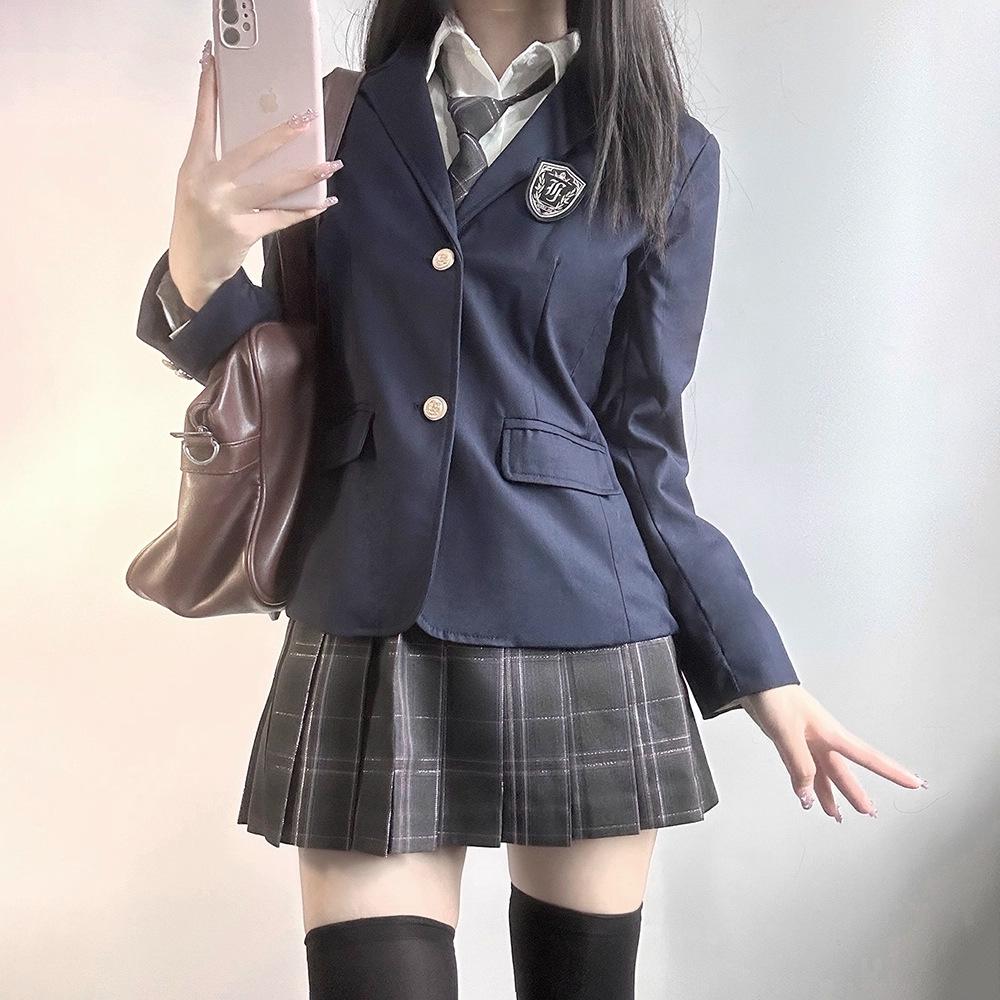 Japanese Style Mid-Length JK Uniform Blazer Set for Female Students - Spring & Autumn