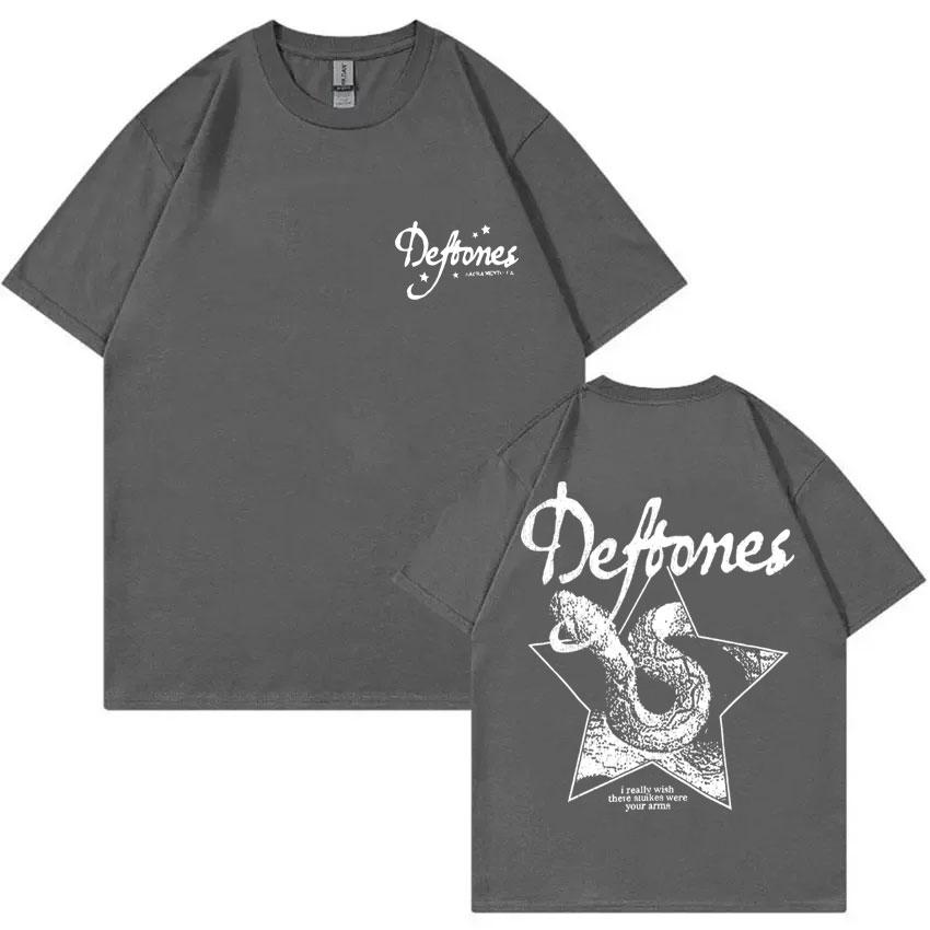 Rock Band Deftones Private Music Graphic T-shirt Snake Print T Shirts Unisex Women Casual Cotton Vintage T-shirts Oversized Tshirt