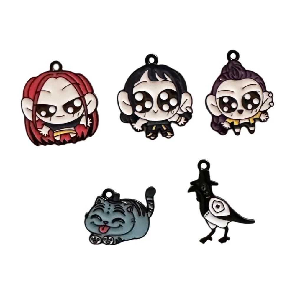 5PCS KPOP Demon Hunter Enamel Charms, Cute Animal Pendants (Lumi Zoey Derpy Tiger Magpie) for DIY Bracelets Keychains, Kawaii