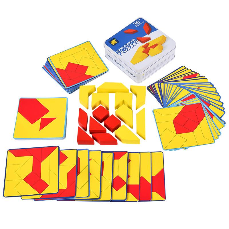 3D Geometric Three-Dimensional Puzzle, Early Childhood Education Puzzle, Hand-Eye Coordination Training, Geometric Shape Pairing, Wooden Toys