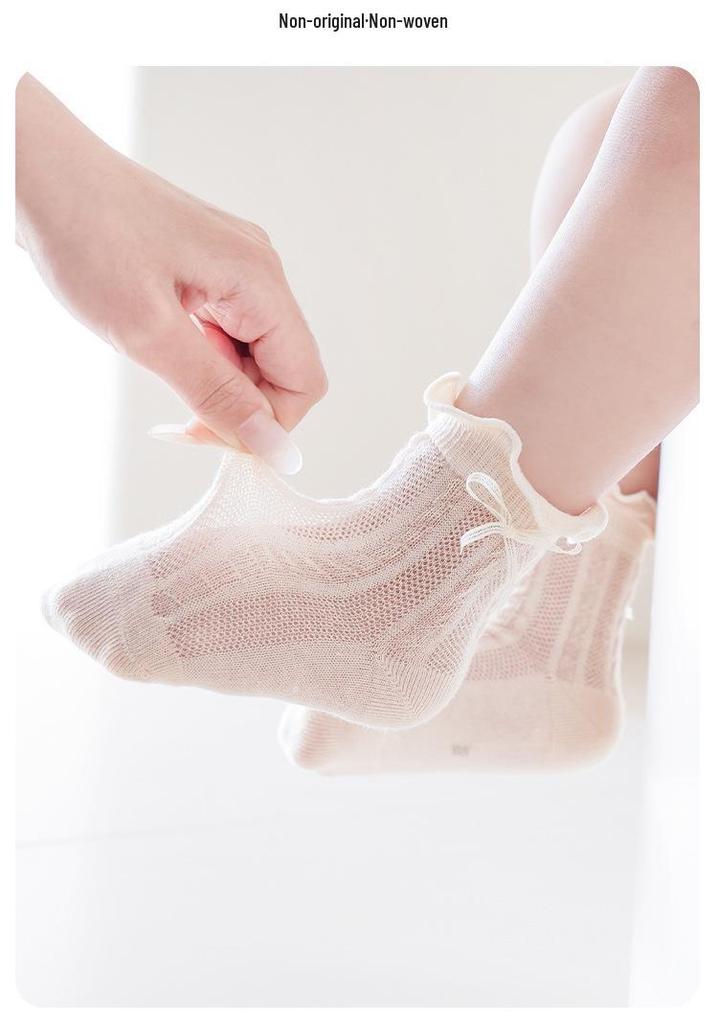 Spring & Summer Baby Bubble Cuff Mesh Socks - Thin, Seamless, Antibacterial for Infants & Toddlers