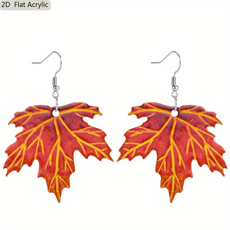 

2D Плоские акриловые серьги-подвески с узором кленового листа Канада Осень День благодарения Подарок Женские украшения