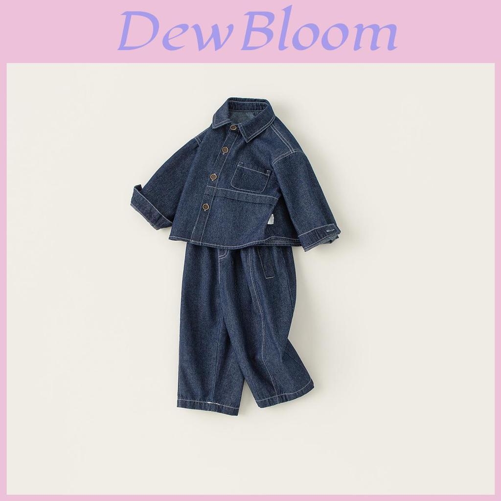 Boys Denim Suit Set With Polyester Fabric For Spring And Fall Kids Age 3 To 8