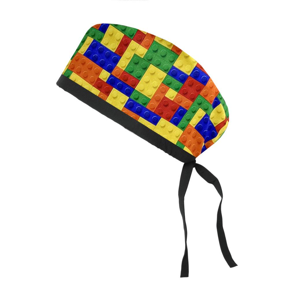 Adjustable Cotton Surgical Cap with Cartoon Print for Women and Men