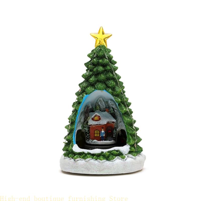 Christmas Tree Figurine Music Box with Train Christmas Tree Music Box Decoration