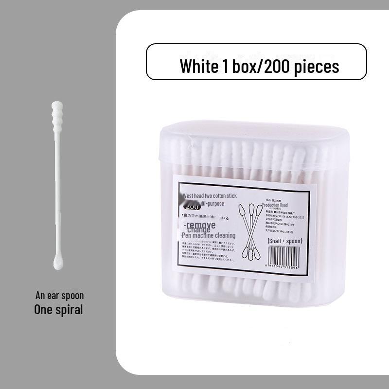 Boxed Black Double-Headed Spiral Cotton Swabs for Ear Cleaning