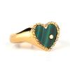 925 Silver Gold Plated Malachite Heart Ring Women Diamond Accent Jewelry Gift