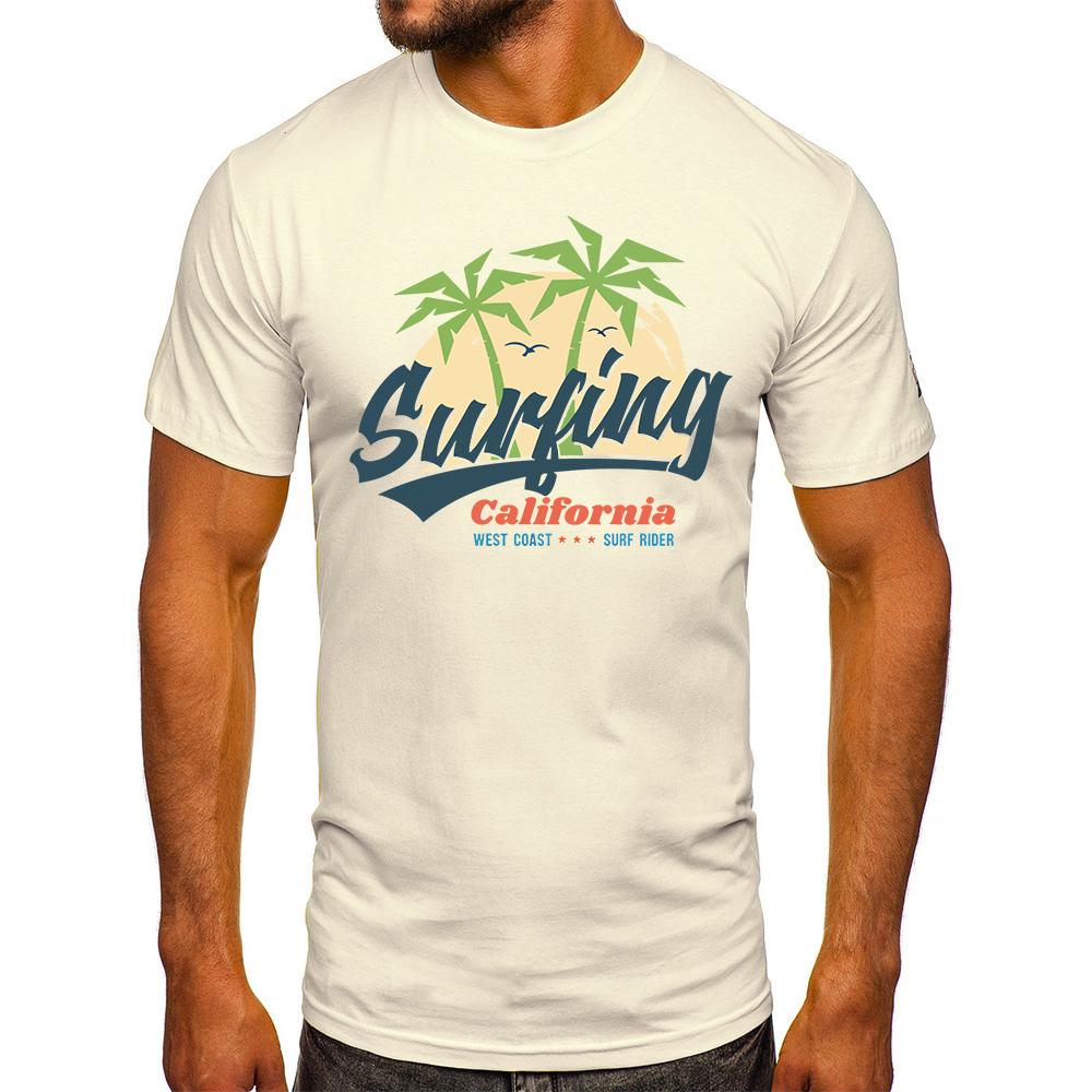 Cotton Surfing California Holiday Printed 100% Cotton Classic Vintage Y2k T-Shirt for Men Women Sportswear Tops Tees