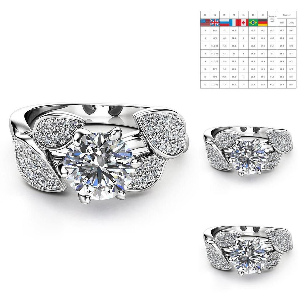 Exquisite Claw Leaf Ring Wedding Charming Engagement Ring Jewelry For Women Gift