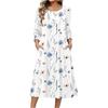 Women's Fashion Pocket Half Sleeve Floral Mid,length Casual Dress