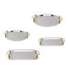 Stainless Steel Serving Tray Exquisite Elegant Mirror Surface Golden Carrying Handle Dinner Plates for Hotel Buffet
