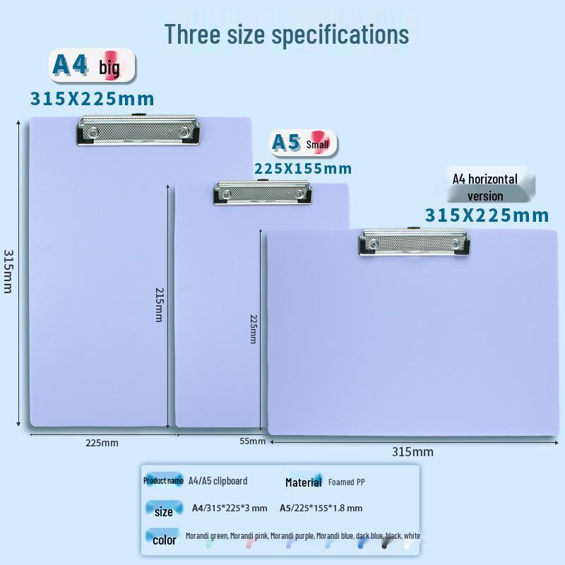A4 Writing Pad, A5 Clipboard, Plastic Board, A4 Copy Board, PP Folder, Menu Holder, Clipboard Storage, Thickened Model