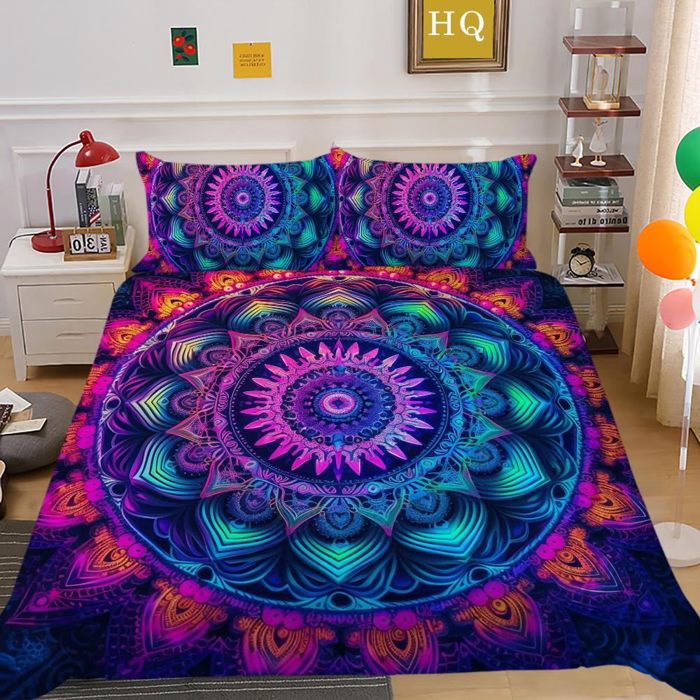 Set de huse de cuvertură cu imprimare 3D Datura Set de pat de dimensiune completă Set de lenjerie de pat din poliester pentru bărbați Textile de casă de lux de lux
