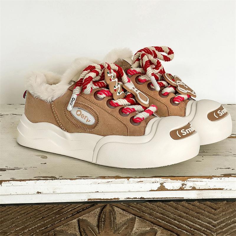 Star gingerbread man smiles winter new thick-soled velvet thickened warm cotton shoes 40