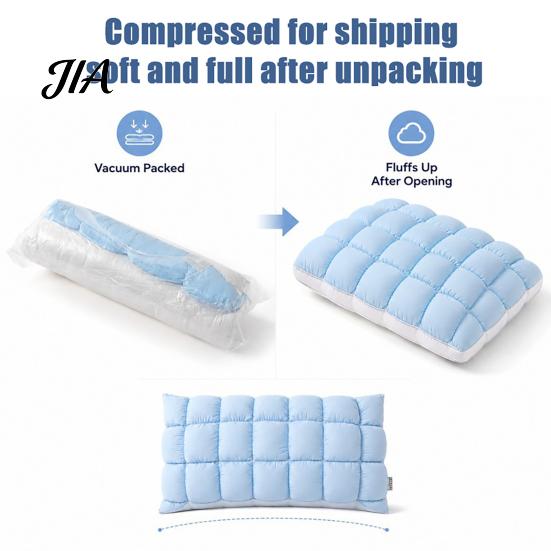 Cooling Pillow for Hot Sleepers Quilted Puff Pillow, Cloud-Like Bed Down Alternative Premium Polyester Fiber Bedding Fluffy Cloud Side Back