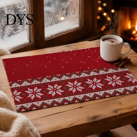 Heat Resistant Dining Mats 12.6" X 17.7" Christmas Placemats, Washable Place for Kitchen Festive Table Decor Gifts Table, Holiday Party Decorations