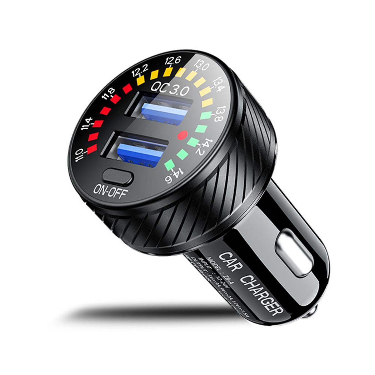 

Автомобильное зарядное устройство QC 3.0 с двумя USB-портами, 12 В, 24 В, водонепроницаемое, 18 Вт, быстрая зарядка, светодиодный вольтметр, переключатель включения-выключения, цветной дисплей, адаптер автомобильного зарядного устройства чёрный
