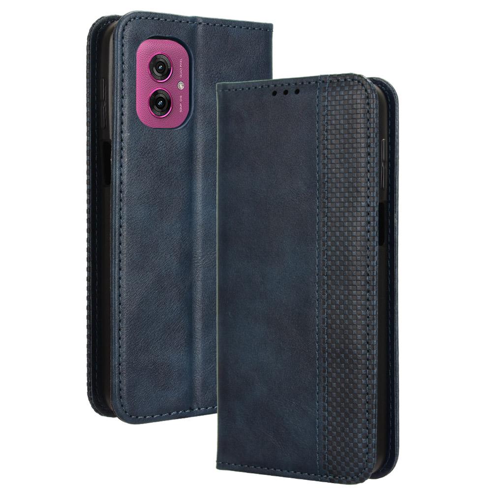 Für Motorola Moto G55 5G Lederhülle Brieftasche Ständer Retro Textur Handyhülle