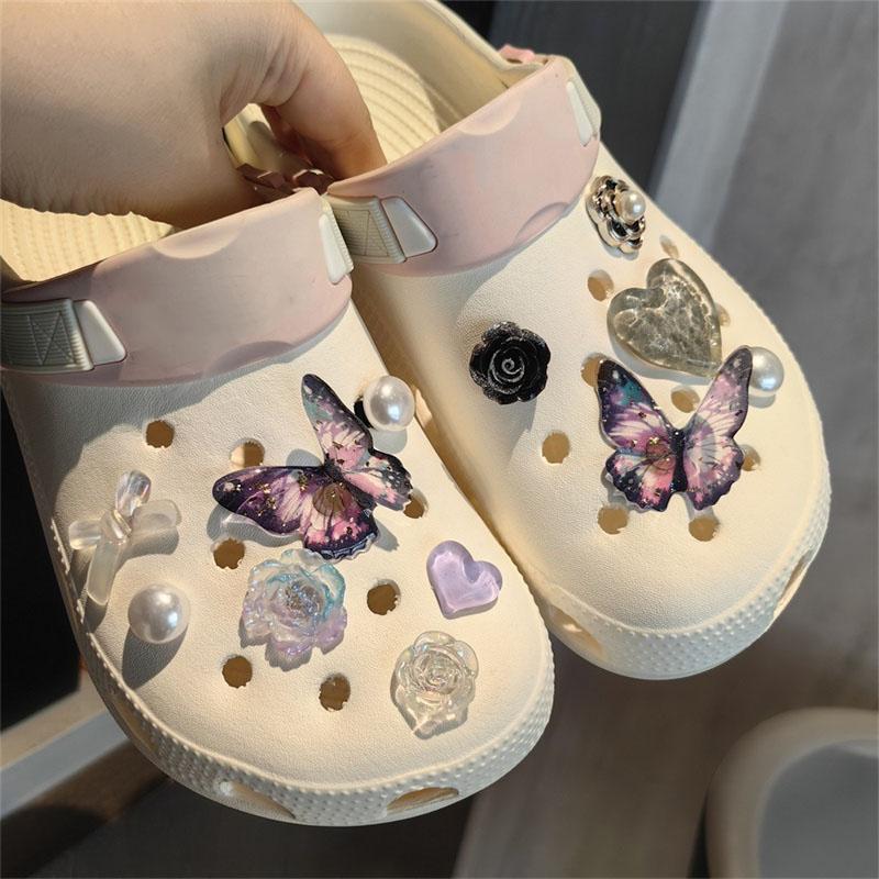 Vintage Rose Shoe Charms DIY Shoe Buckle Pearl Butterfly Detachable Decoraticoraon Buckle Shoe Accessories Girls Party Gift New