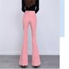 Autumn Winter Fashion Korean Korean Stytle Corduroy Flare Pants Women Elegant Button Design Elastic High Waist Skinny Trousers