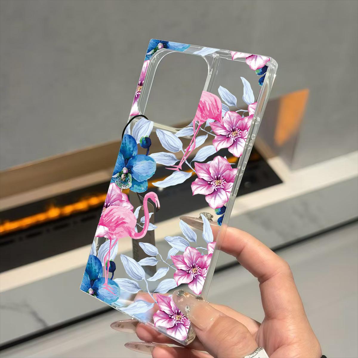 

Прозрачный квадратный чехол-накладка для iPhone 16 ProMax 15 Plus 12 11 14 Pro Max 13, защита от окисления, с рисунком Любовный роман фламинго iphone 11 ProMax