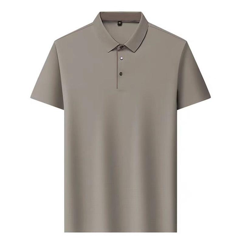 Men's Seamless Ice Silk Polo Shirt Short Sleeve Business Casual Breathable Anti-Wrinkle
