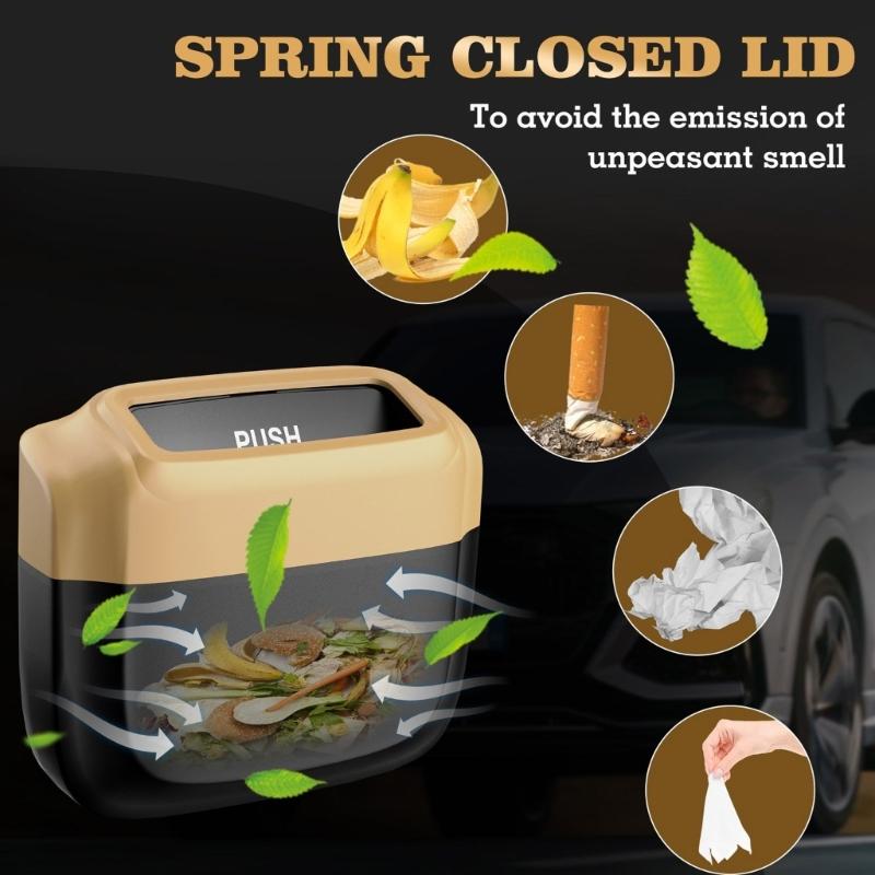 Car Trash Can,Leakproof Small Trash Bin with Lid and Bags,Garbage Dust Case Storage Box Organizers
