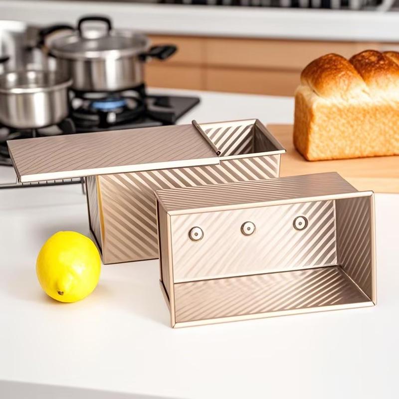 450g Non-Stick Golden Ripple Hokkaido Bread Toast Box with Lid for Commercial/Household Use