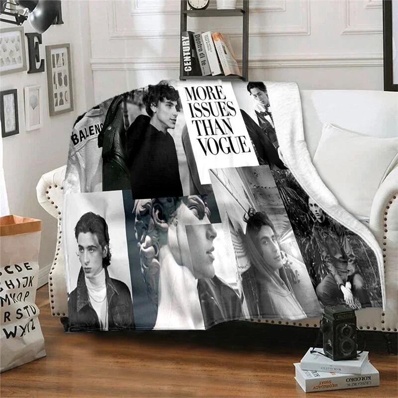 Copridivano letto con fantasia dell'attore Timothée Chalamet, coperta morbida a quadri, isolamento morbido, coperta in flanella, regalo per fan di ragazzo e ragazza