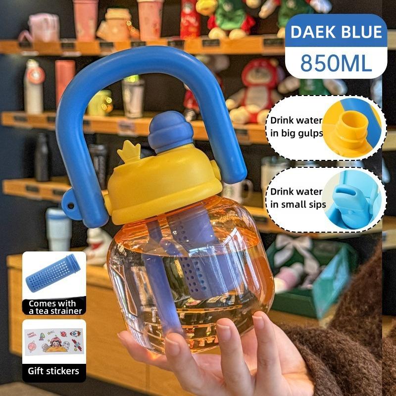850ML Food-Grade Large Capacity Portable Plastic Water Bottle Children Student Water Bottles Straw Bottle Big Belly Bottle Carried By Hand