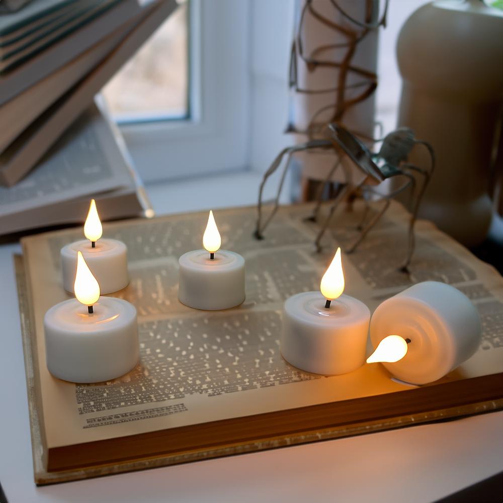 FPOO LED Candle USB Rechargeable Led Tea Light Set With Flashing Flameless Timed Remote Control Birthday Home Decoration Candles