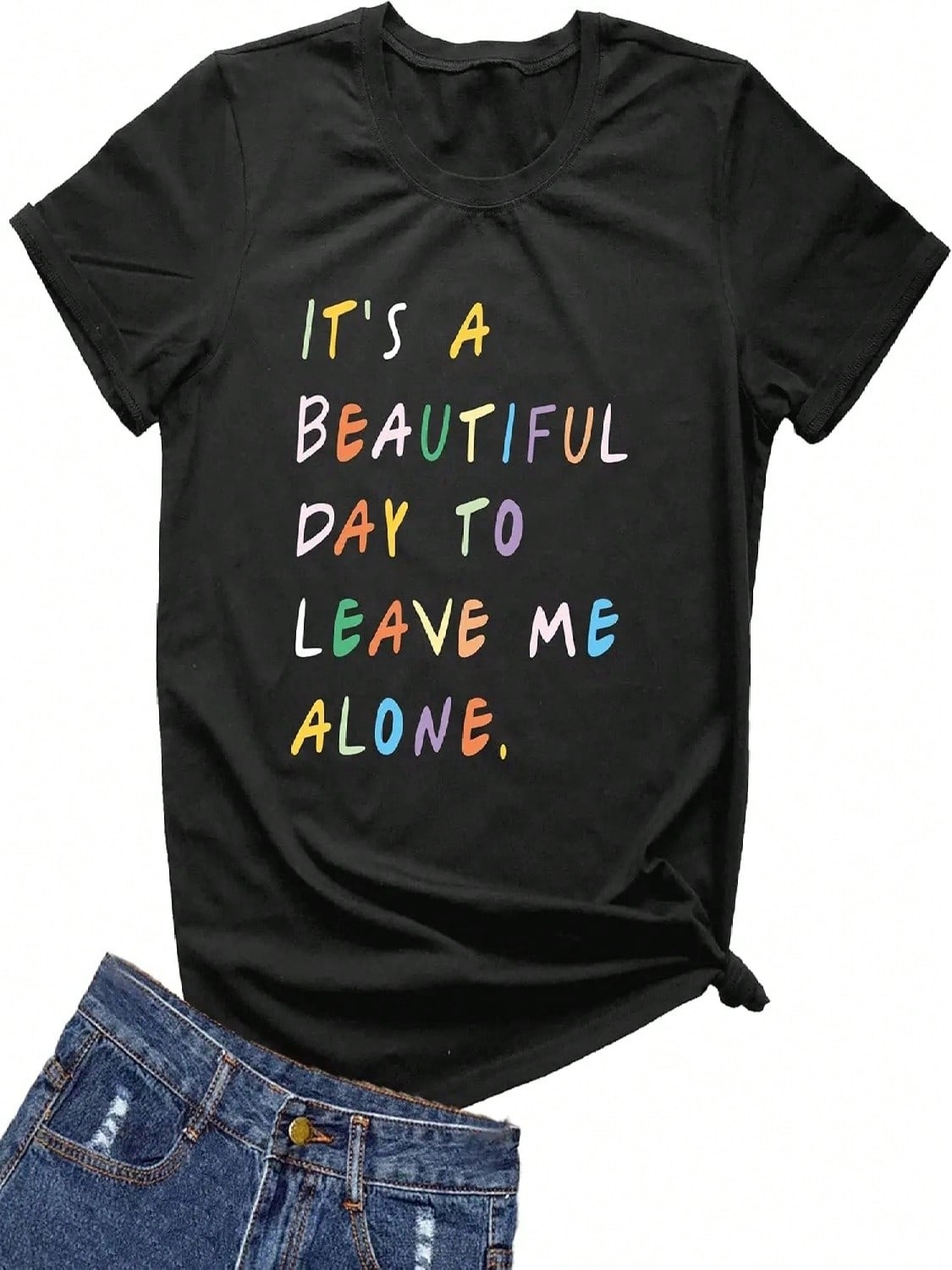 MIMOORN Wounisex It s A Beautiful Day To Leave Me Alone Shirt Funny Letter Print T Shirt Cute Graphic Tees Tops S разноцветный