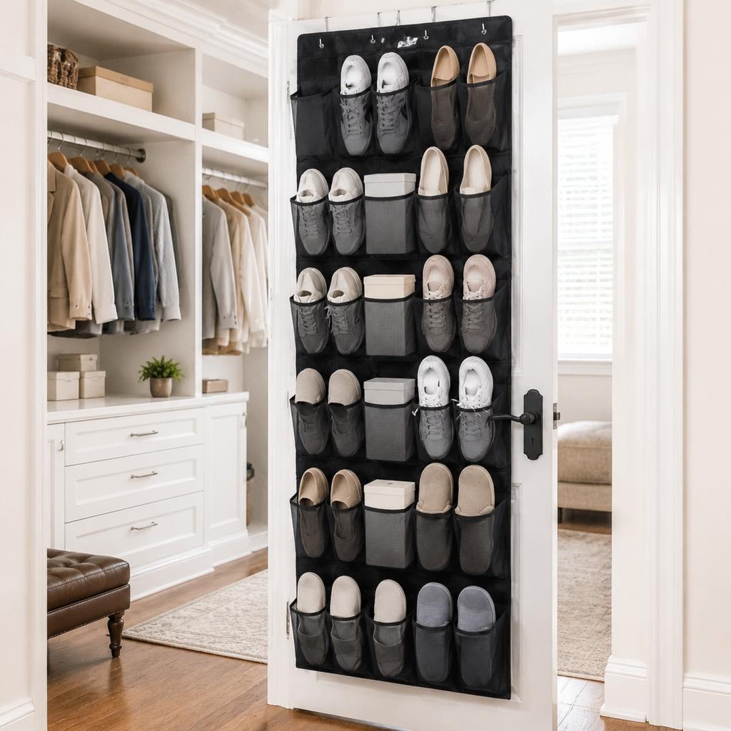 Door Hanging with 3 Pockets, Non-Woven Fabric, , Over-the-Door Storage for Closet, Bedroom, Entryway