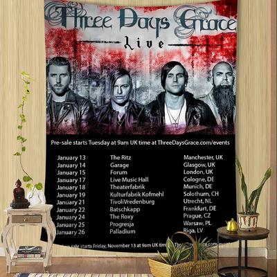 Band TThree Ddays Grace Hanging Bohemian Tapestry Bohemian Wall Tapestries Mandala Kawaii Room Decor
