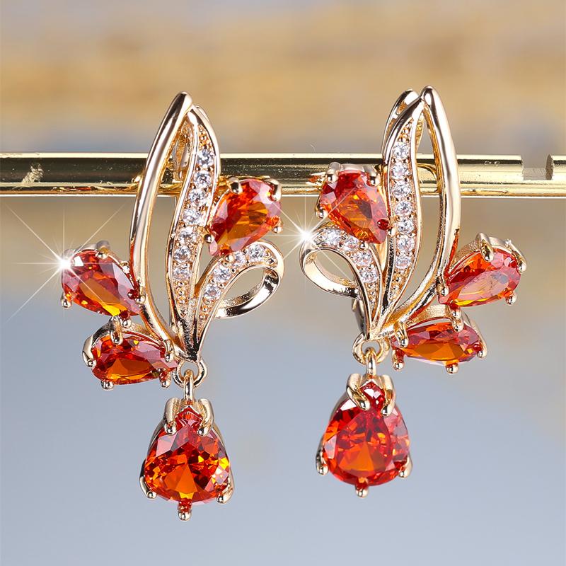 Orecchini Pendenti A Foglia D'acero Arancione – Tripla Foglia Autunnale, Leggeri 6 Grammi, Chiusura A Amo In Acciaio Inox, Accessorio Moda Per Il Ringraziamento E L'autunno