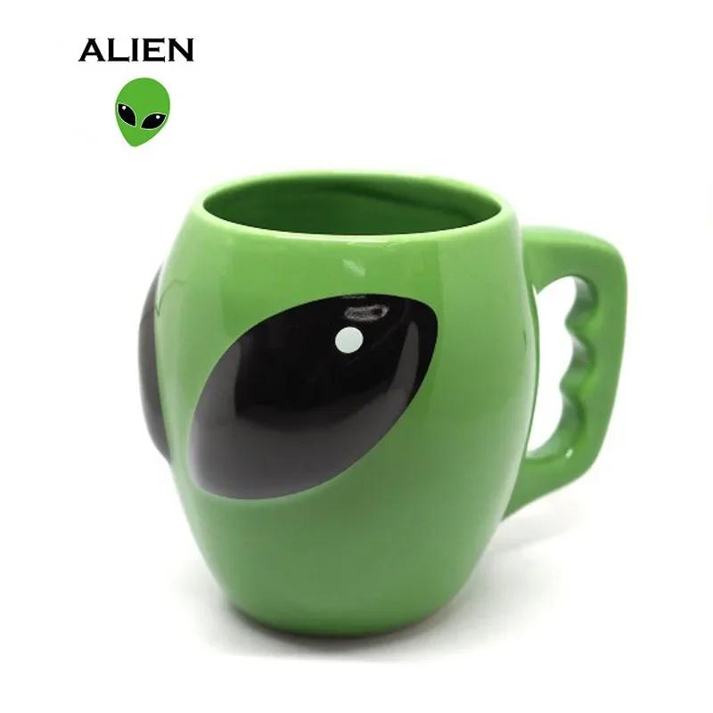 New Cartoon Creative Ceramic 3D Alien Mug Mug Mug Creative Cartoon Green Mug Birthday Gift