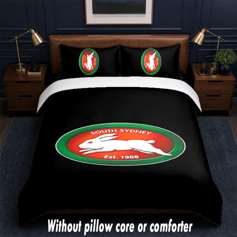 South Sydney Rabbitohs Design Set Biancheria da Letto 1 Copripiumino + 2 Federe Morbido Traspirante Biancheria da Letto per la Casa