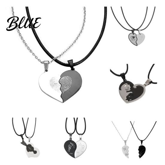 Romantic Heart Necklace Pair 1 Couple Matching Necklaces Pendant Love
