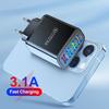 Colorful 4-Port 3A USB Travel Charger with US/EU Plugs for Mobile Phones