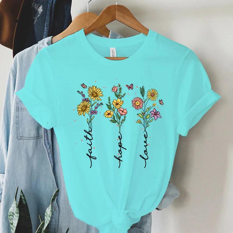 Faith Hope Love Vintage Boho TShirts Women Christian Tshirts Short Sleeve Trendy Tee Shirt Tops Women Religious Faith T Shirts