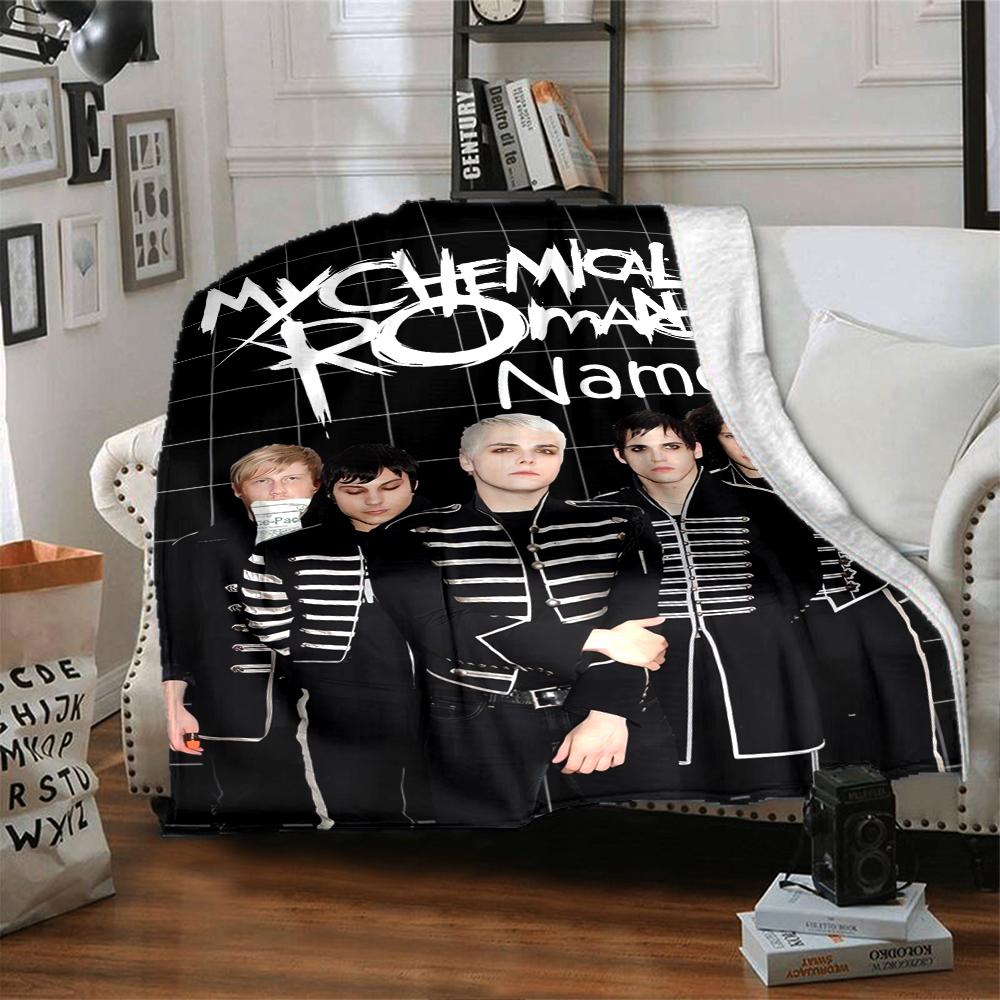 Custom Name My Chemical Romance Theme Printed Blanket - Perfect for Couch, Bed, Travel & Outdoor Use | Machine Washable, Cozy & Durable.
