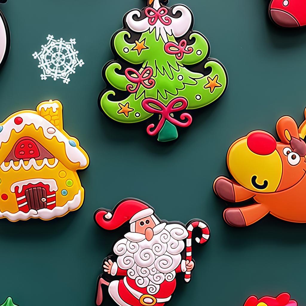 PVC Soft Rubber Fridge Magnets Christmas Decorative Gift Magnets Christmas & New Year Soft Magnetic Stickers