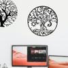Tree Of Life Wall Art 11.8in Round Decorative Metal Wall Plaque For Living Room Bedroom Indoor Outdoor Black
