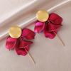 Pinkdudu Resin Petals Long Tassel Drop Earrings Pearl Luster Flower Stud Earrings PD2383