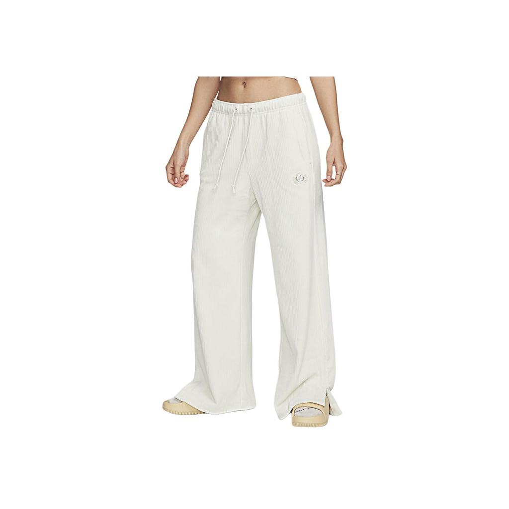Nike Solid Color Mid-Rise Drawstring Wide-Leg Sports Pants Women pants Ivory FQ8045-020