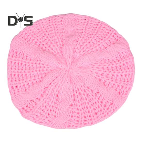 Women Fall Winter Hat Knitted Bonnet Solid Color Elastic Twisted Texture Keep Warm Beret Photo Prop Cap for Outdoor Activities Travel Cycling