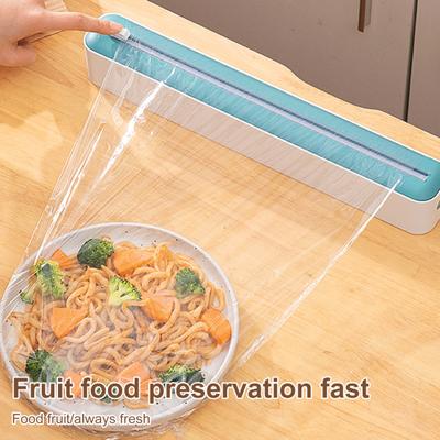 Dispensador de film transparente Yousheng con cortador deslizante 2 en 1 Soporte para film transparente y papel de aluminio para cocina Innovador cortador y dispensador de film transparente